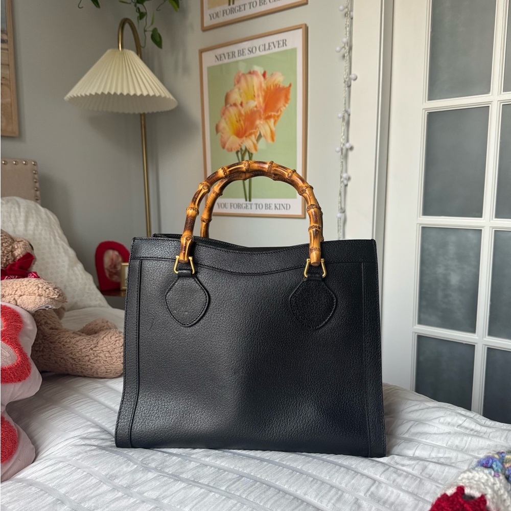 GUCCI Diana Bag - Vintage Black Leather w/ Bamboo Handles